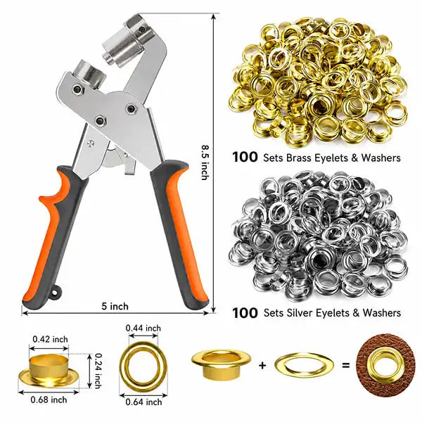 Sellora™ Professional Grommet Pliers & 200 Eyelet Kit Set